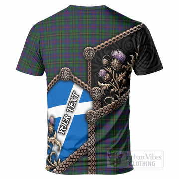 Wood Tartan Crest T-Shirt Scottish Thistle Loch Ness Monster