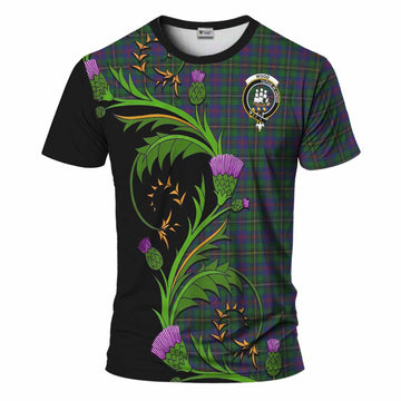 Wood Tartan Crest T-Shirt Scottish Thistle Pride Heritage Art