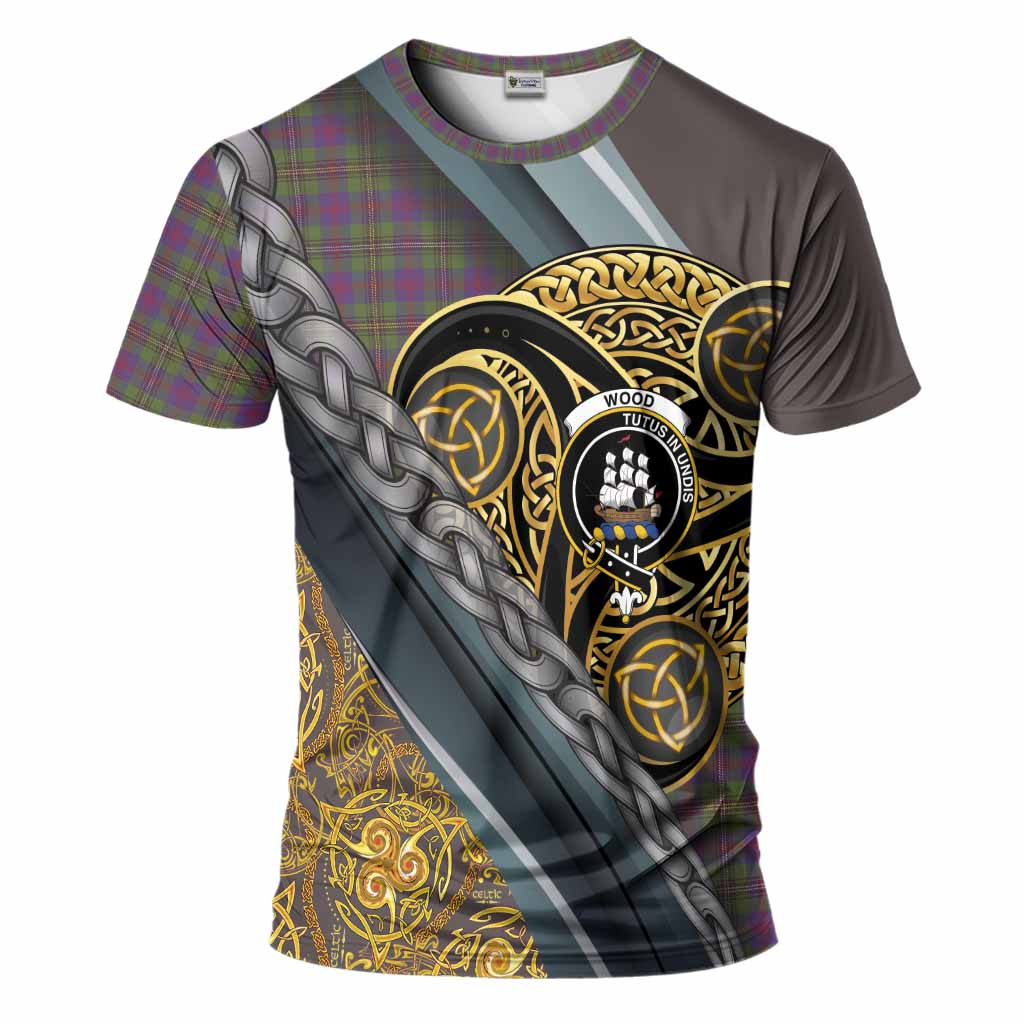 Wood Tartan Crest T-Shirt Scottish Triskele Celtic