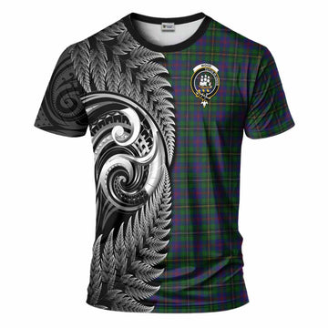 Wood Tartan Crest T-Shirt With New Zealand Silver Fern Maori Koru