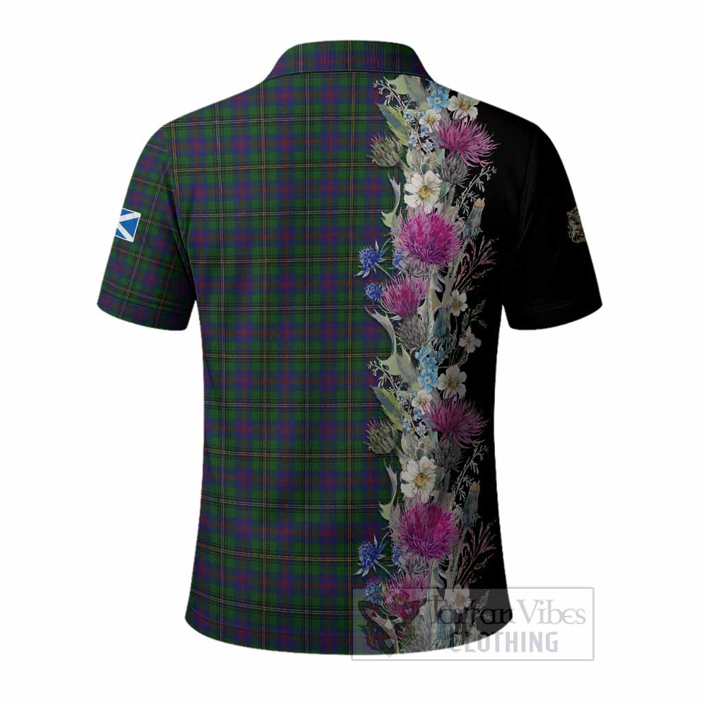 Wood Tartan Crest Thistle Floral Polo Shirt - Tartan Vibes Clothing