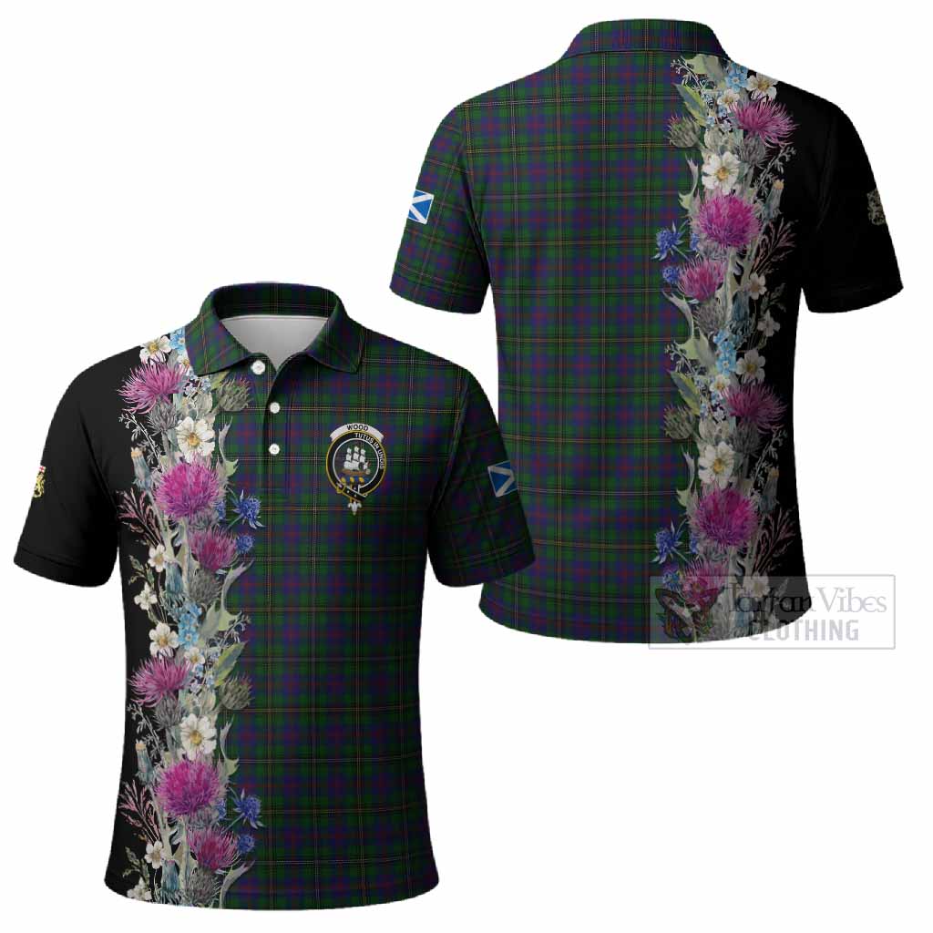 Wood Tartan Crest Thistle Floral Polo Shirt - Tartan Vibes Clothing