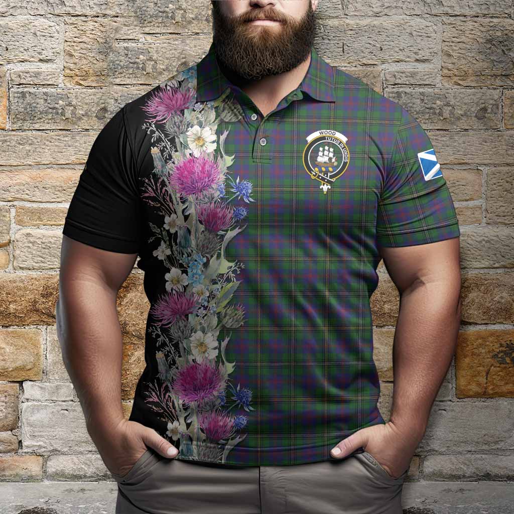 Wood Tartan Crest Thistle Floral Polo Shirt - Tartan Vibes Clothing