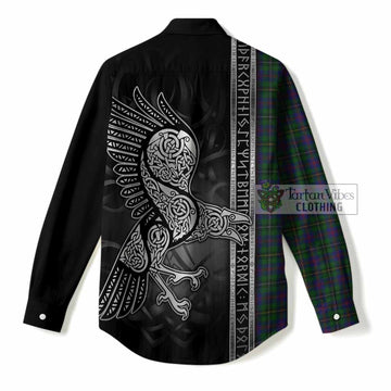 Wood Tartan Crest Women Casual Shirt Norse Mythology Viking Odin Crow Tattoo