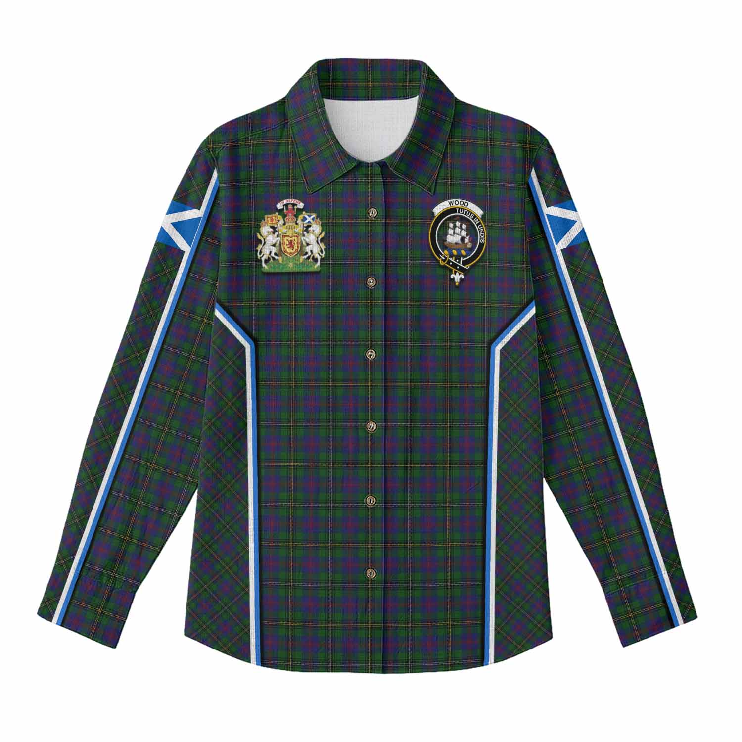 Wood Tartan Crest Women Casual Shirt Scotland Coat of Arm Flag Style - Tartan Vibes Clothing
