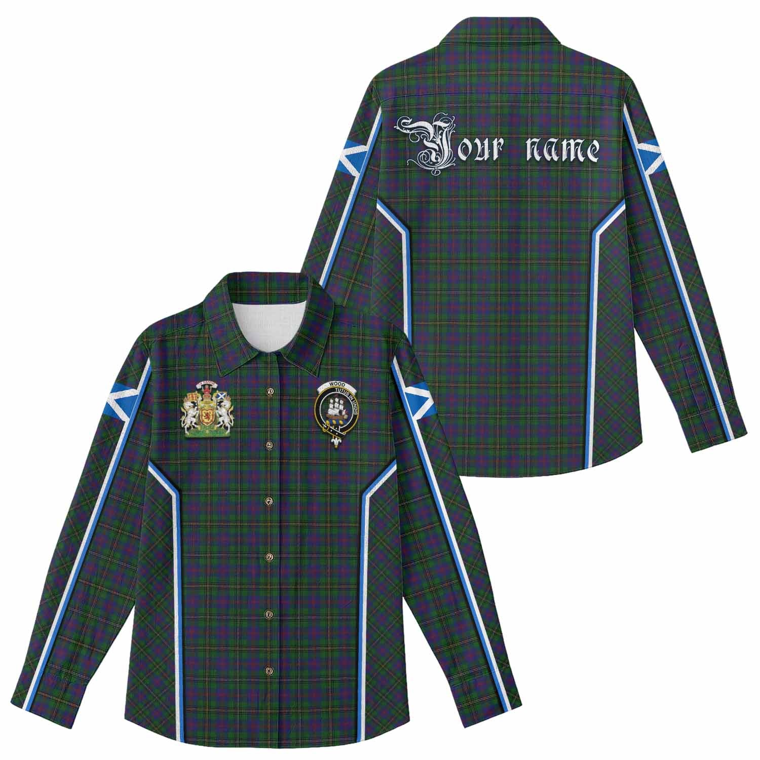 Wood Tartan Crest Women Casual Shirt Scotland Coat of Arm Flag Style - Tartan Vibes Clothing