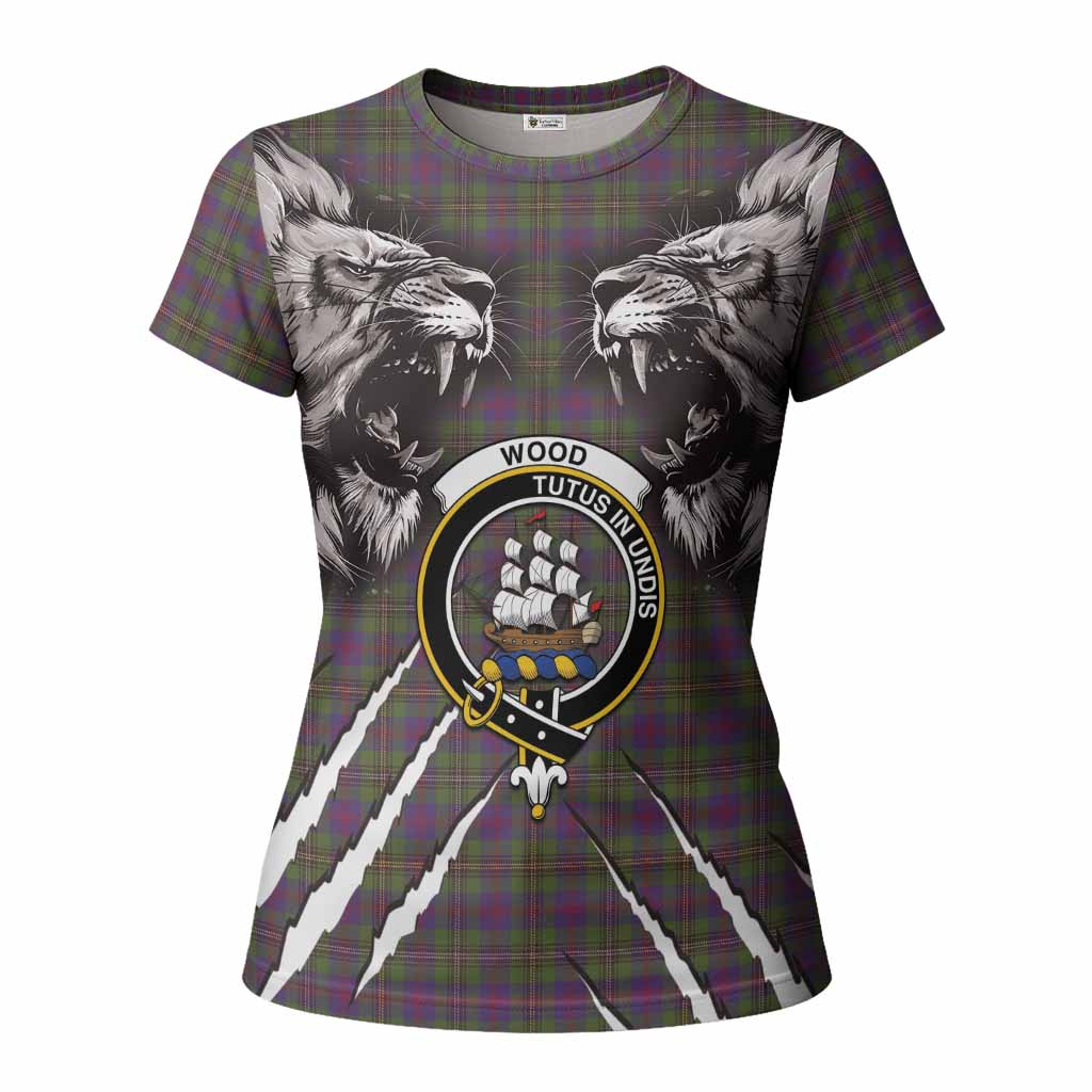 Wood Tartan Crest Women T shirt Ferocious Lion Style