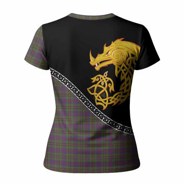 Wood Tartan Crest Women T shirt Legendary Dragon Knot Half Style