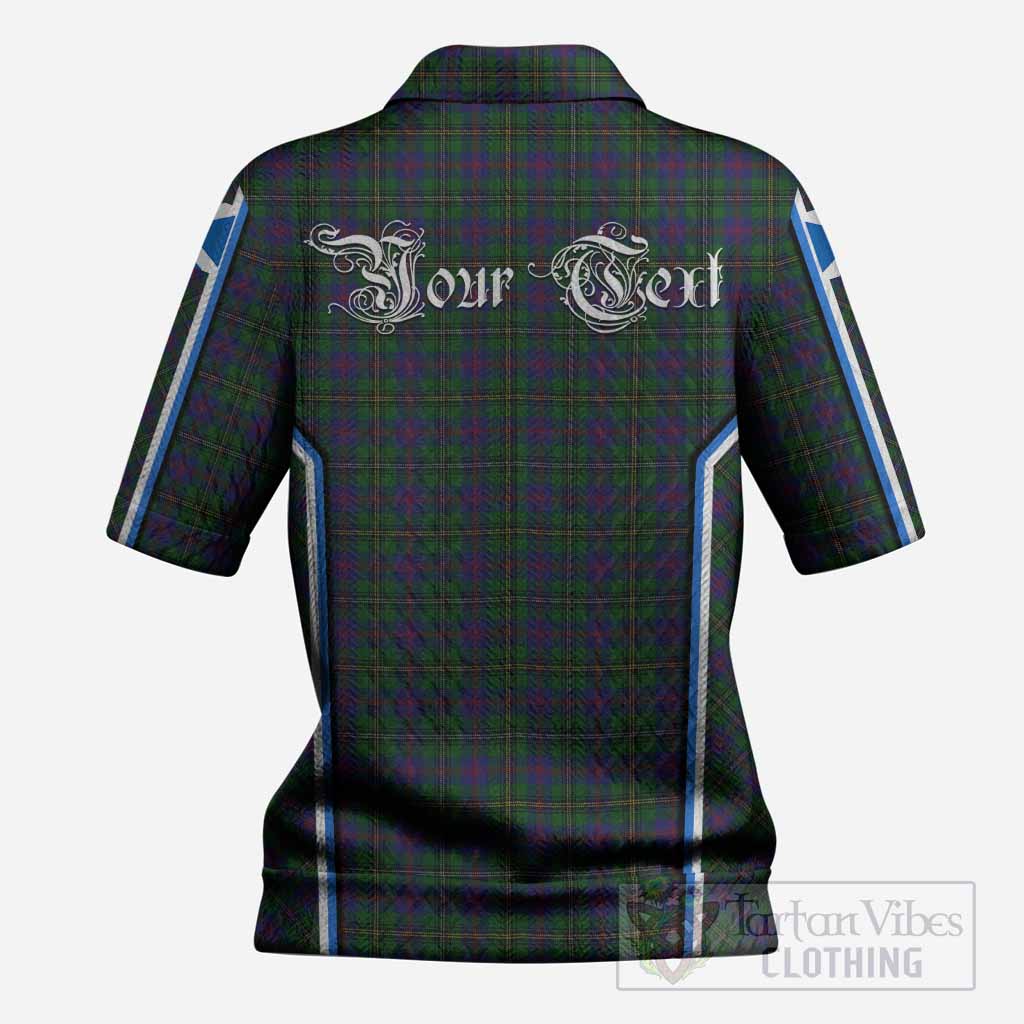 Wood Tartan Crest Women’s Polo Sweater Top Scotland Coat of Arm Flag Style