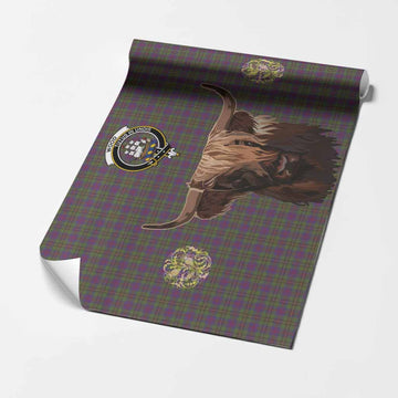 Wood Tartan Crest Wrapping Paper Scotland Heilan Coo Tartan Seamless Style