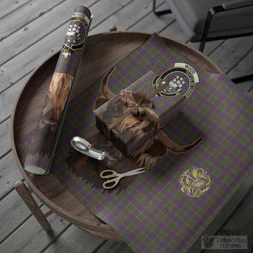 Wood Tartan Crest Wrapping Paper Scotland Heilan Coo Tartan Seamless Style