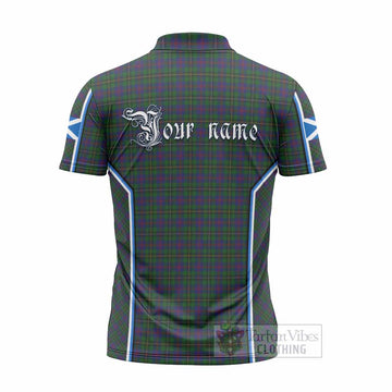 Wood Tartan Crest Zipper Polo Shirt Scotland Coat of Arm Flag Style - Tartan Vibes Clothing
