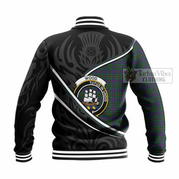 Wood Tartan Family Crest Baseball Jacket Celtic Scottish Thistle Floral
