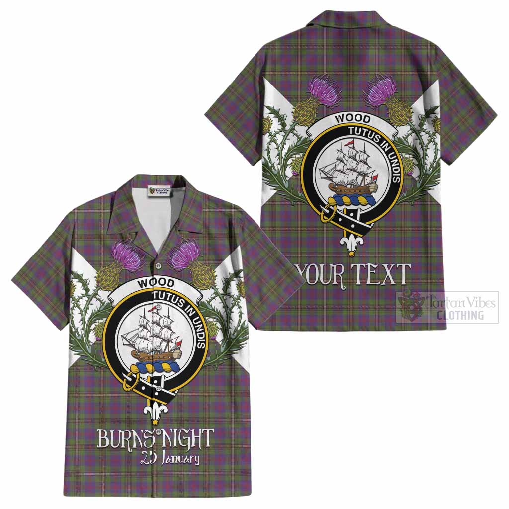 Wood Tartan Family Crest Cotton Hawaiian Shirt Scottish Burns Night Thistle Floral