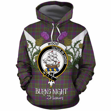 Wood Tartan Family Crest Cotton Hoodie Scottish Burns Night Thistle Floral