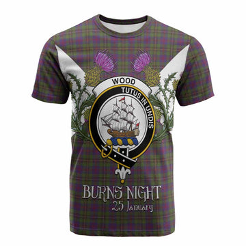 Wood Tartan Family Crest Cotton T-shirt Scottish Burns Night Thistle Floral