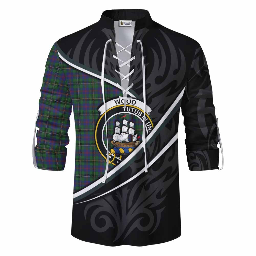 Wood Tartan Family Crest Ghillie Kilt Shirt Celtic Scottish Thistle Floral - Tartan Vibes Clothing