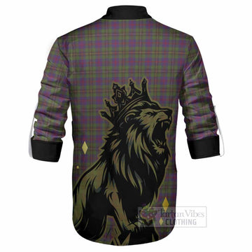 Wood Tartan Family Crest Ghillie Shirt Crowned Lion Roaring