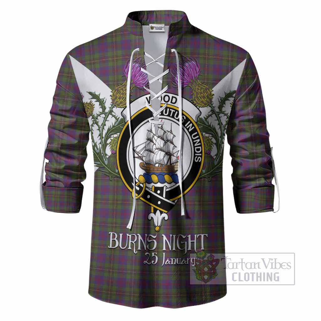 Wood Tartan Family Crest Ghillie Shirt Scottish Burns Night Thistle Floral