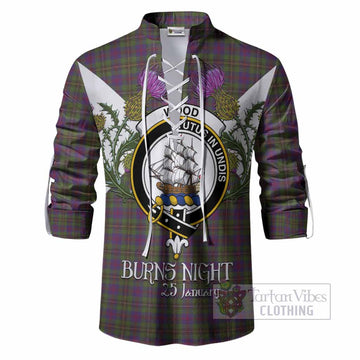 Wood Tartan Family Crest Ghillie Shirt Scottish Burns Night Thistle Floral