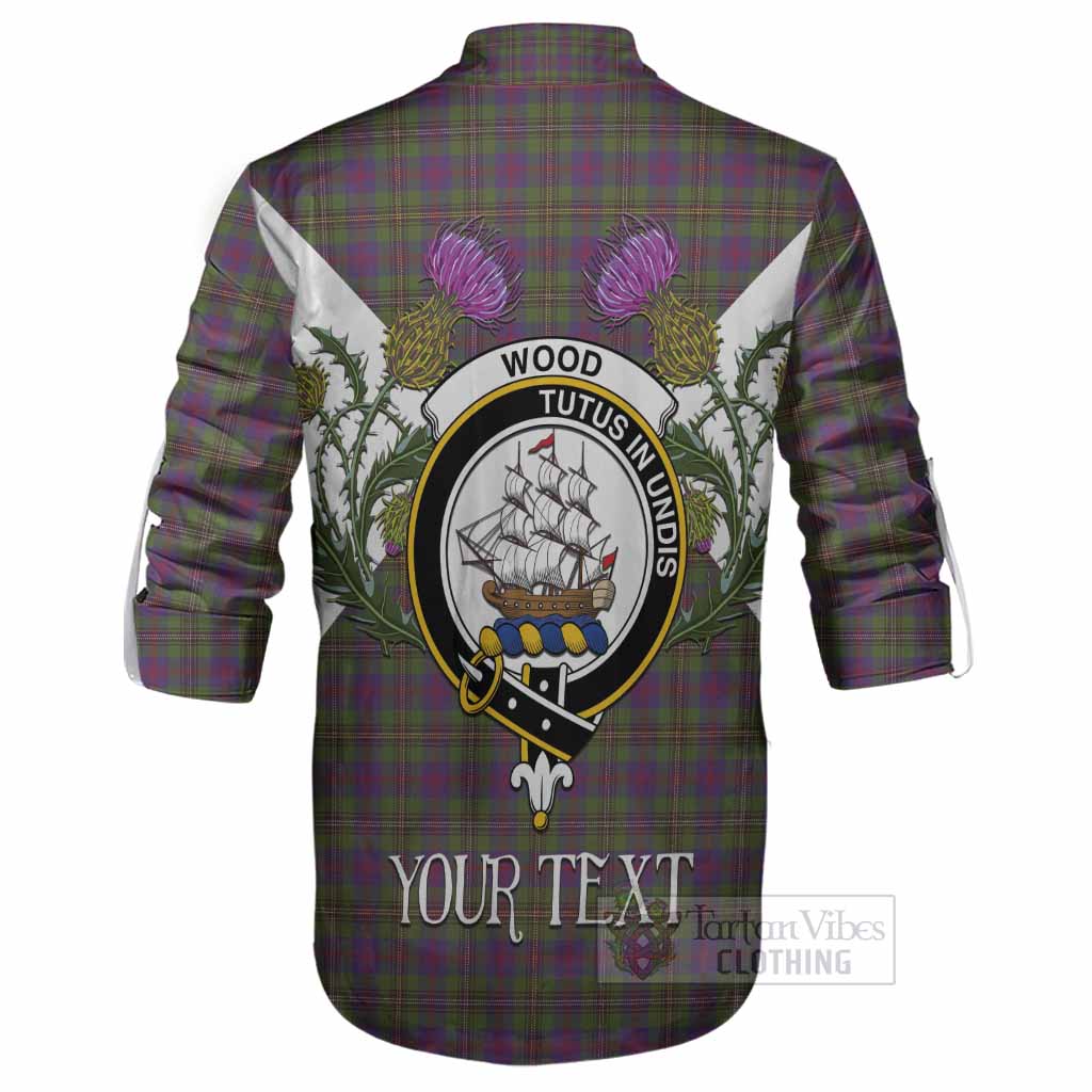 Wood Tartan Family Crest Ghillie Shirt Scottish Burns Night Thistle Floral