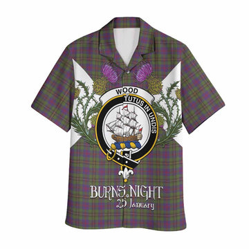 Wood Tartan Family Crest Hawaiian Shirt Scottish Burns Night Thistle Floral