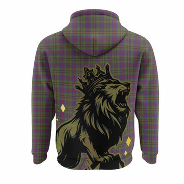 Wood Tartan Family Crest Hoodie Crowned Lion Roaring