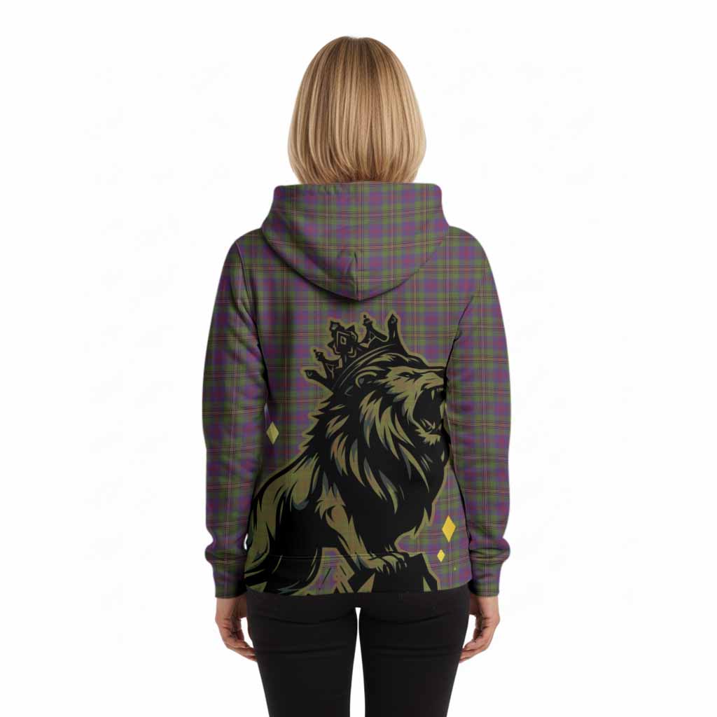 Wood Tartan Family Crest Hoodie Crowned Lion Roaring