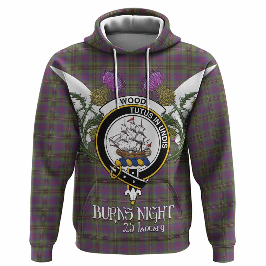 Wood Tartan Family Crest Hoodie Scottish Burns Night Thistle Floral
