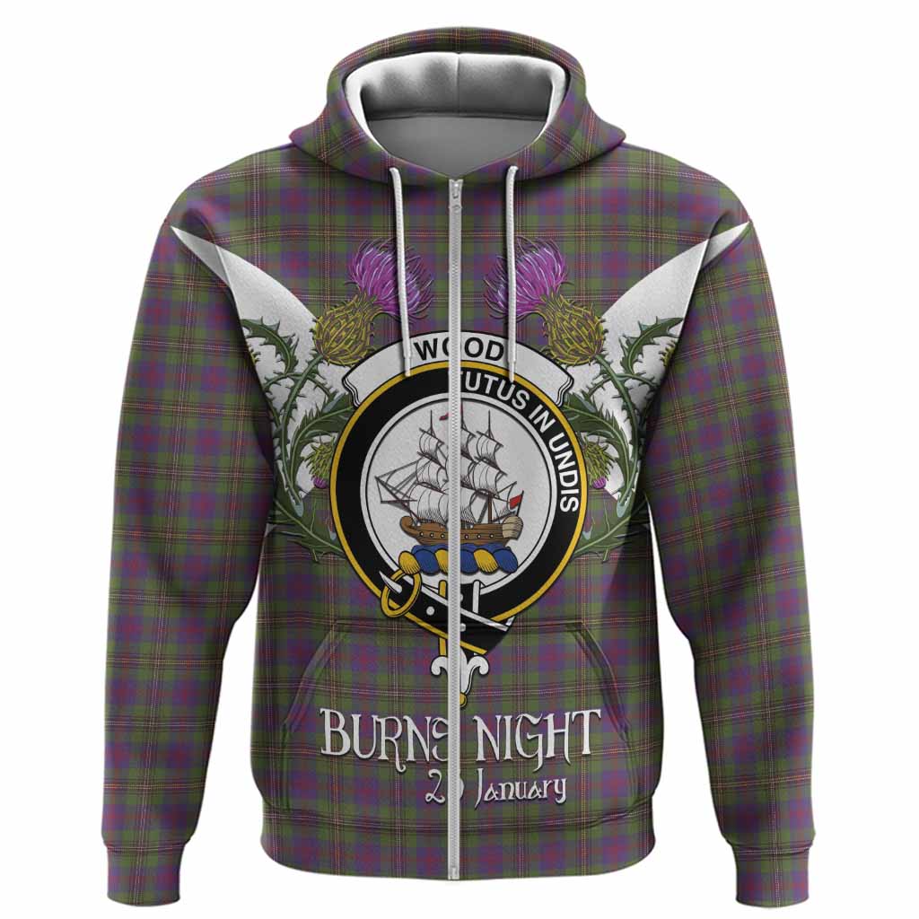 Wood Tartan Family Crest Hoodie Scottish Burns Night Thistle Floral