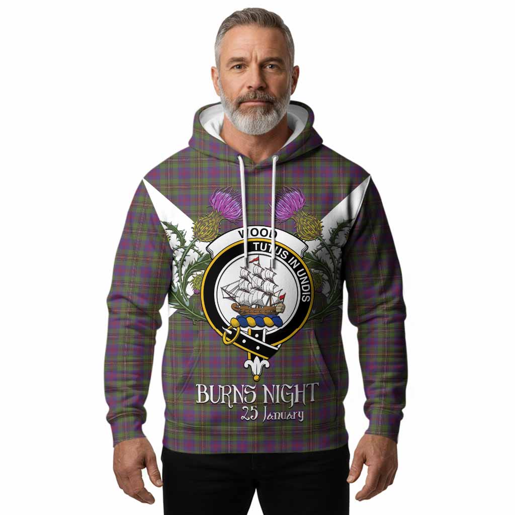 Wood Tartan Family Crest Hoodie Scottish Burns Night Thistle Floral