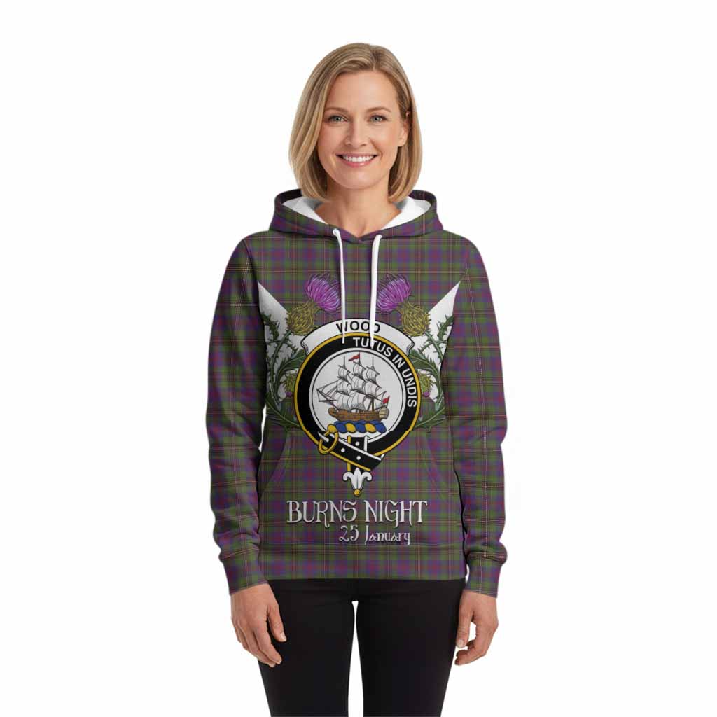 Wood Tartan Family Crest Hoodie Scottish Burns Night Thistle Floral