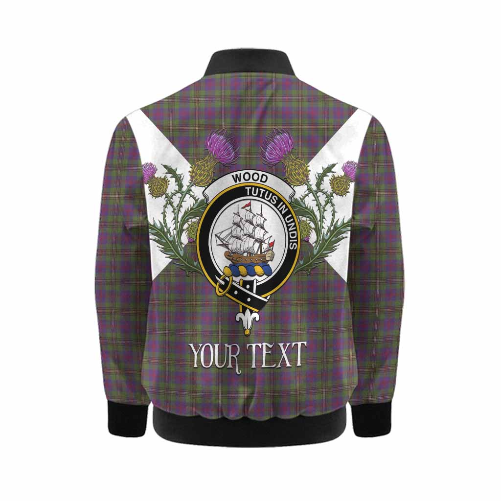 Wood Tartan Family Crest Kid Bomber Jacket Scottish Burns Night Thistle Floral