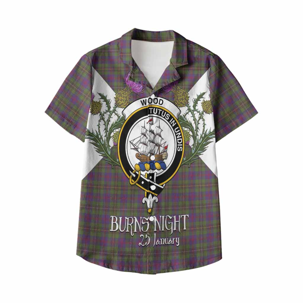 Wood Tartan Family Crest Kid Hawaiian Shirt Scottish Burns Night Thistle Floral