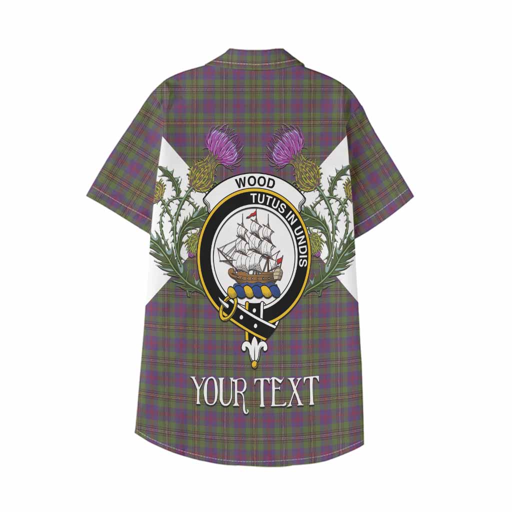 Wood Tartan Family Crest Kid Hawaiian Shirt Scottish Burns Night Thistle Floral