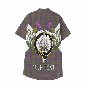 Wood Tartan Family Crest Kid Hawaiian Shirt Scottish Burns Night Thistle Floral