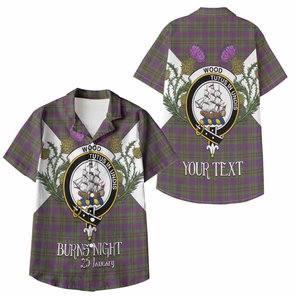 Wood Tartan Family Crest Kid Hawaiian Shirt Scottish Burns Night Thistle Floral
