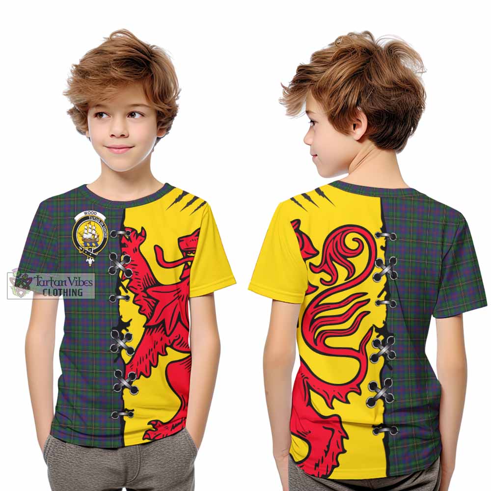Wood Tartan Family Crest Kid T-shirt Lion Rampant Honor - Tartan Vibes Clothing