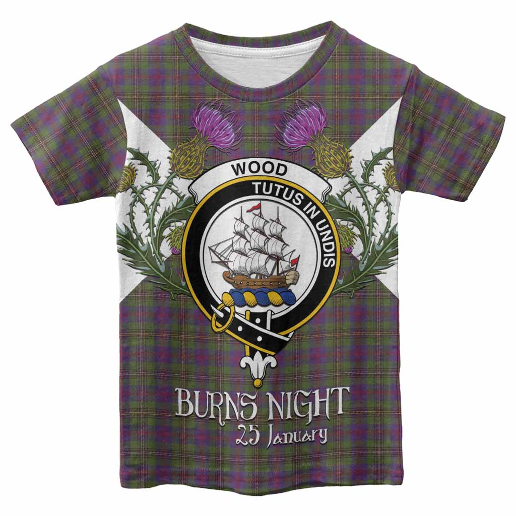 Wood Tartan Family Crest Kid T-shirt Scottish Burns Night Thistle Floral