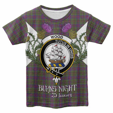Wood Tartan Family Crest Kid T-shirt Scottish Burns Night Thistle Floral
