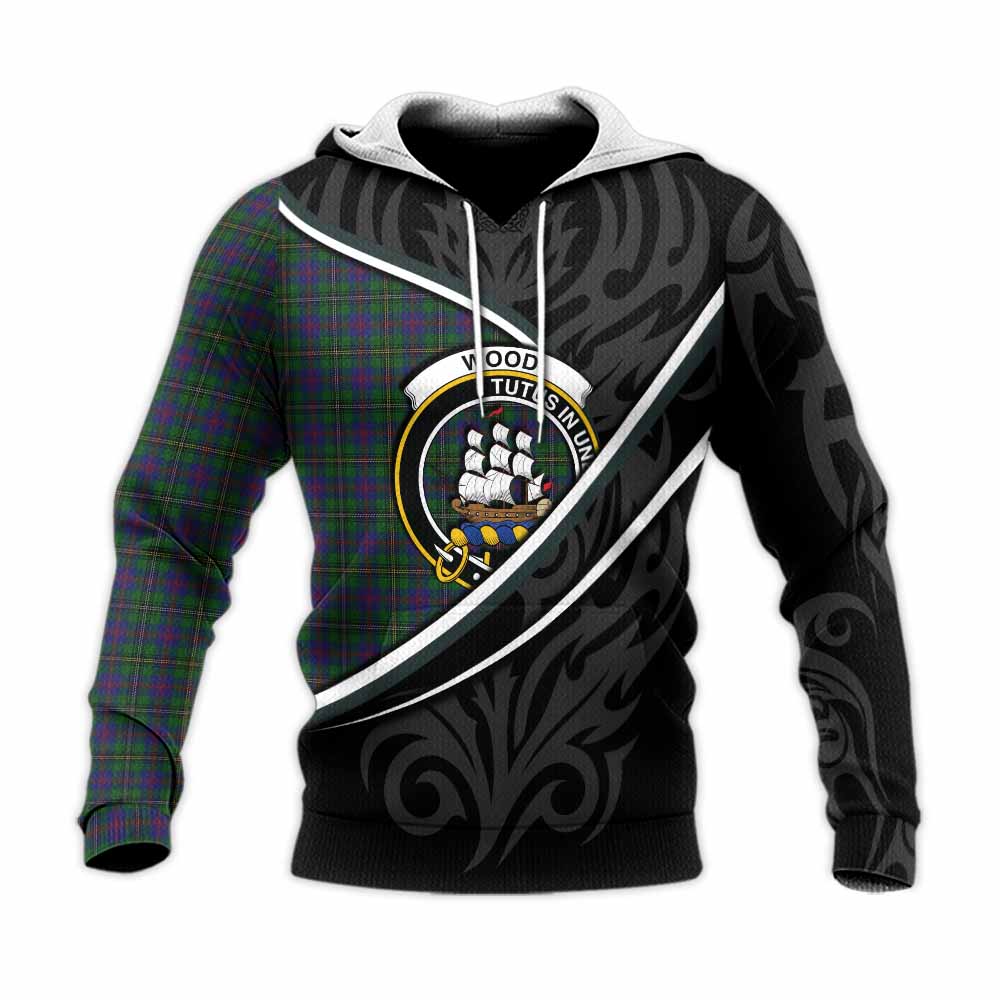 Wood Tartan Family Crest Knitted Hoodie Celtic Scottish Thistle Floral - Tartan Vibes Clothing