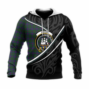 Wood Tartan Family Crest Knitted Hoodie Celtic Scottish Thistle Floral