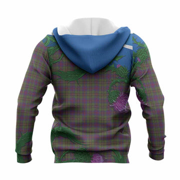 Wood Tartan Family Crest Knitted Hoodie Thistle in Minimalism