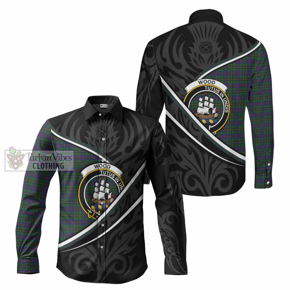 Wood Tartan Family Crest Long Sleeve Button Shirts Celtic Scottish Thistle Floral - Tartan Vibes Clothing