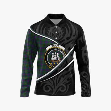 Wood Tartan Family Crest Long Sleeve Polo Shirt Celtic Scottish Thistle Floral - Tartan Vibes Clothing