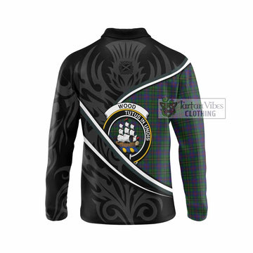 Wood Tartan Family Crest Long Sleeve Polo Shirt Celtic Scottish Thistle Floral - Tartan Vibes Clothing