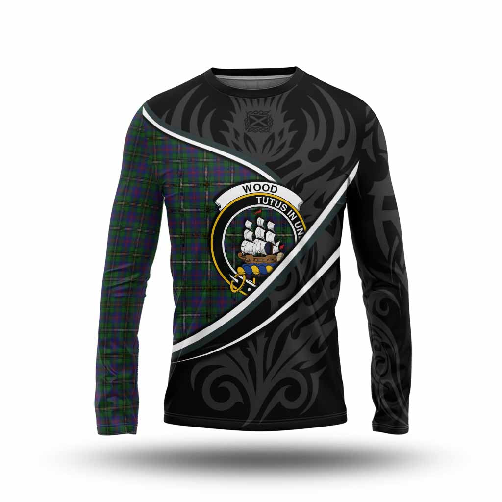 Wood Tartan Family Crest Long Sleeve T-Shirt Celtic Scottish Thistle Floral - Tartan Vibes Clothing