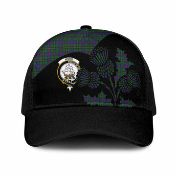 Wood Tartan Family Crest Mesh Trucker Cap Scotland Thistle Floral Flag Style