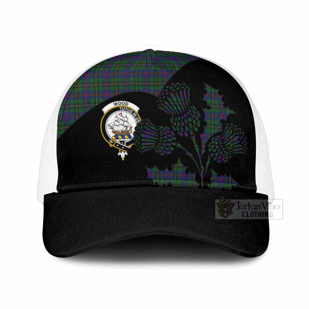 Wood Tartan Family Crest Mesh Trucker Cap Scotland Thistle Floral Flag Style