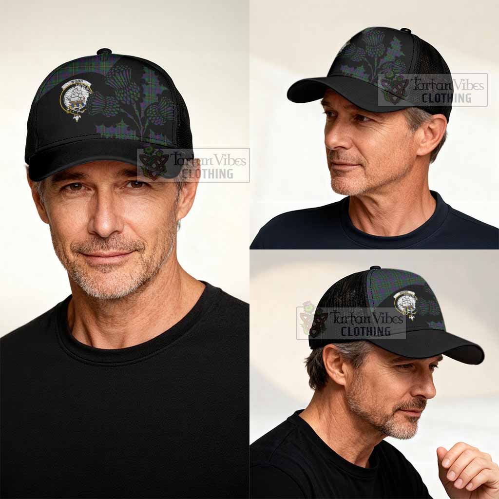 Wood Tartan Family Crest Mesh Trucker Cap Scotland Thistle Floral Flag Style